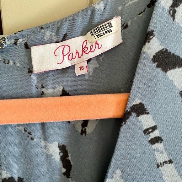 Parker Silk Blend Faux Wrap Blue Zebra Print Dress - Picture 9 of 11